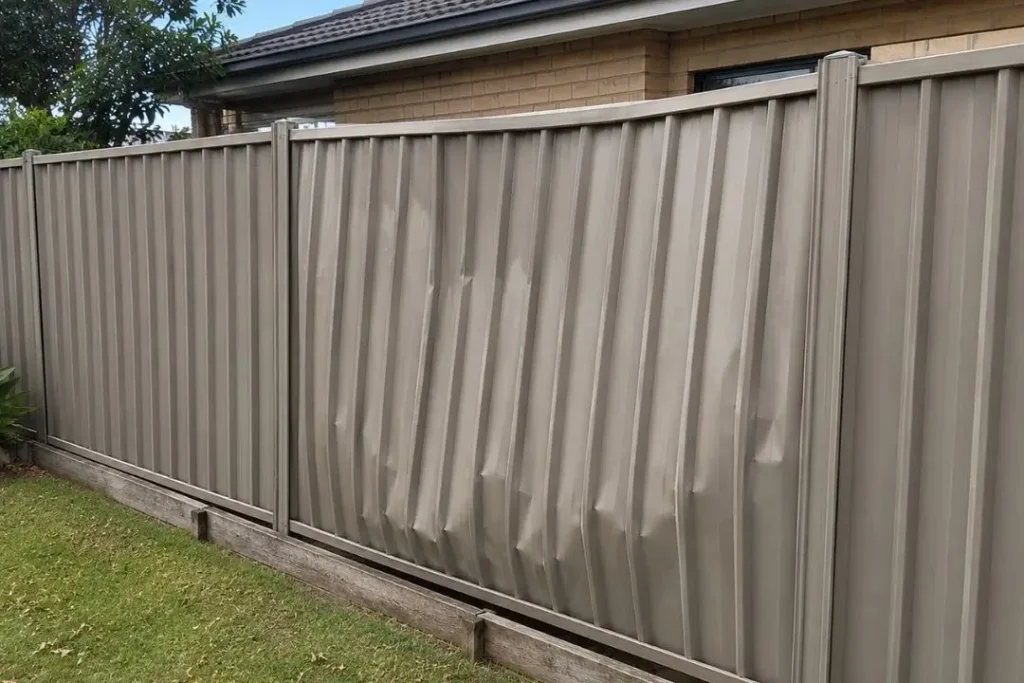 warped Colorbond fence